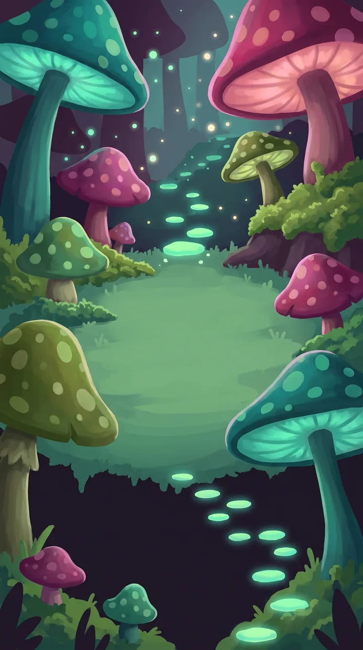 The Mushroom Forest: giant glowing mushrooms